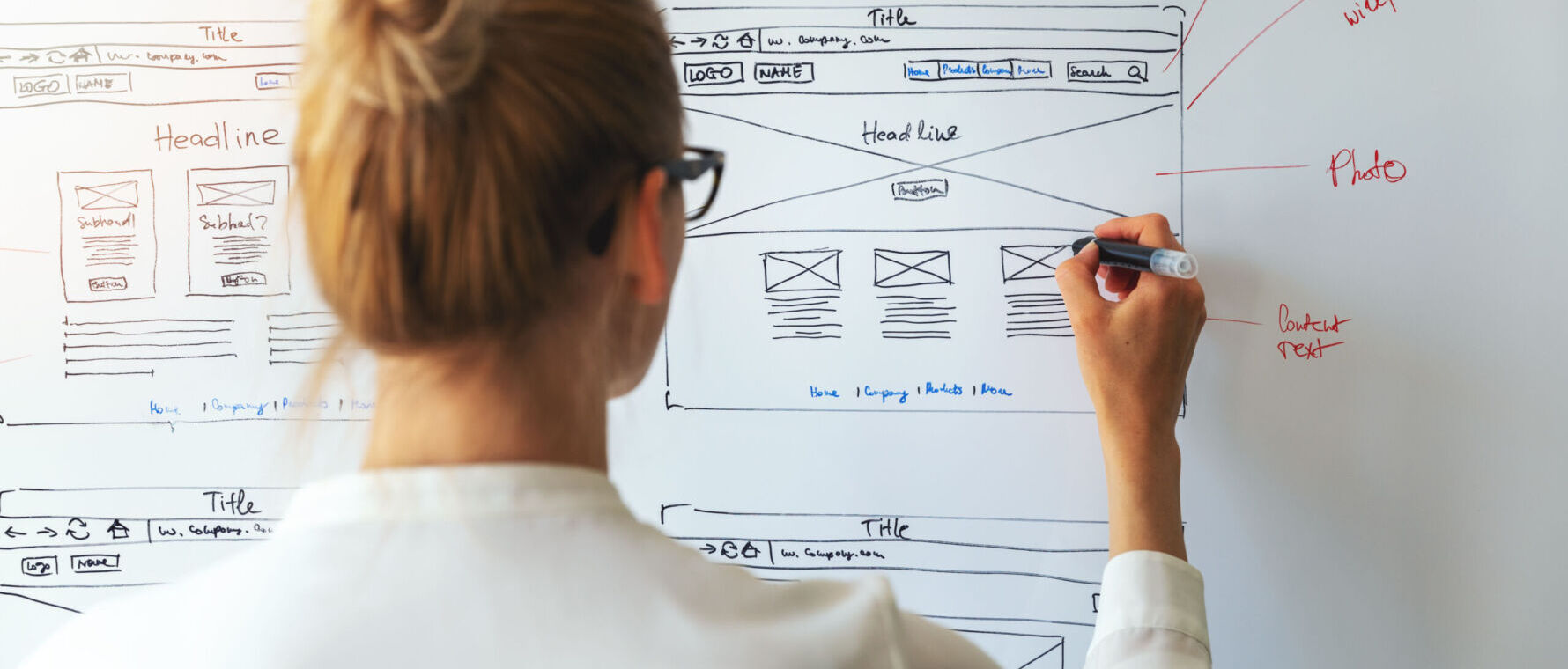 UX Designer sketching wireframe
